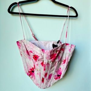 Bardot crop corset pink Elsie top. Xs Nwt